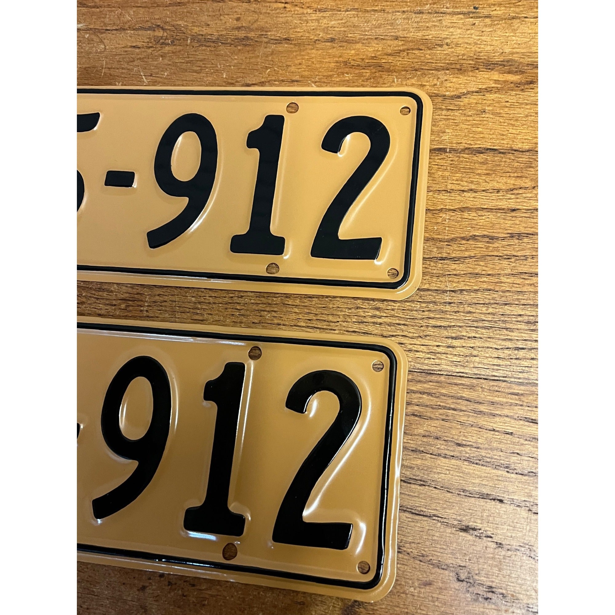 Pair Vintage British Style License Plates 195-912 Embossed Aluminum UK Auto