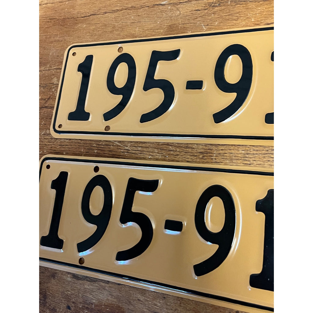 Pair Vintage British Style License Plates 195-912 Embossed Aluminum UK Auto