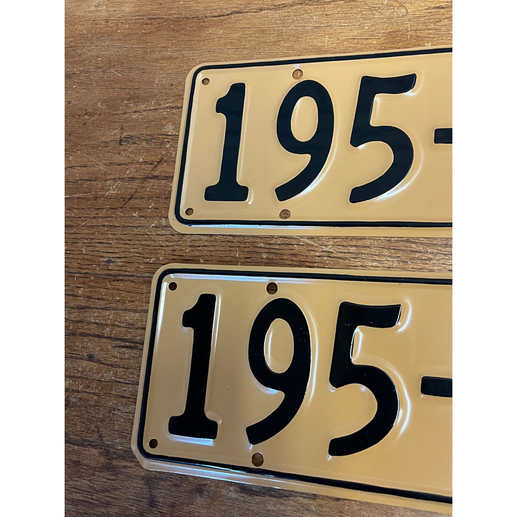 Pair Vintage British Style License Plates 195-912 Embossed Aluminum UK Auto