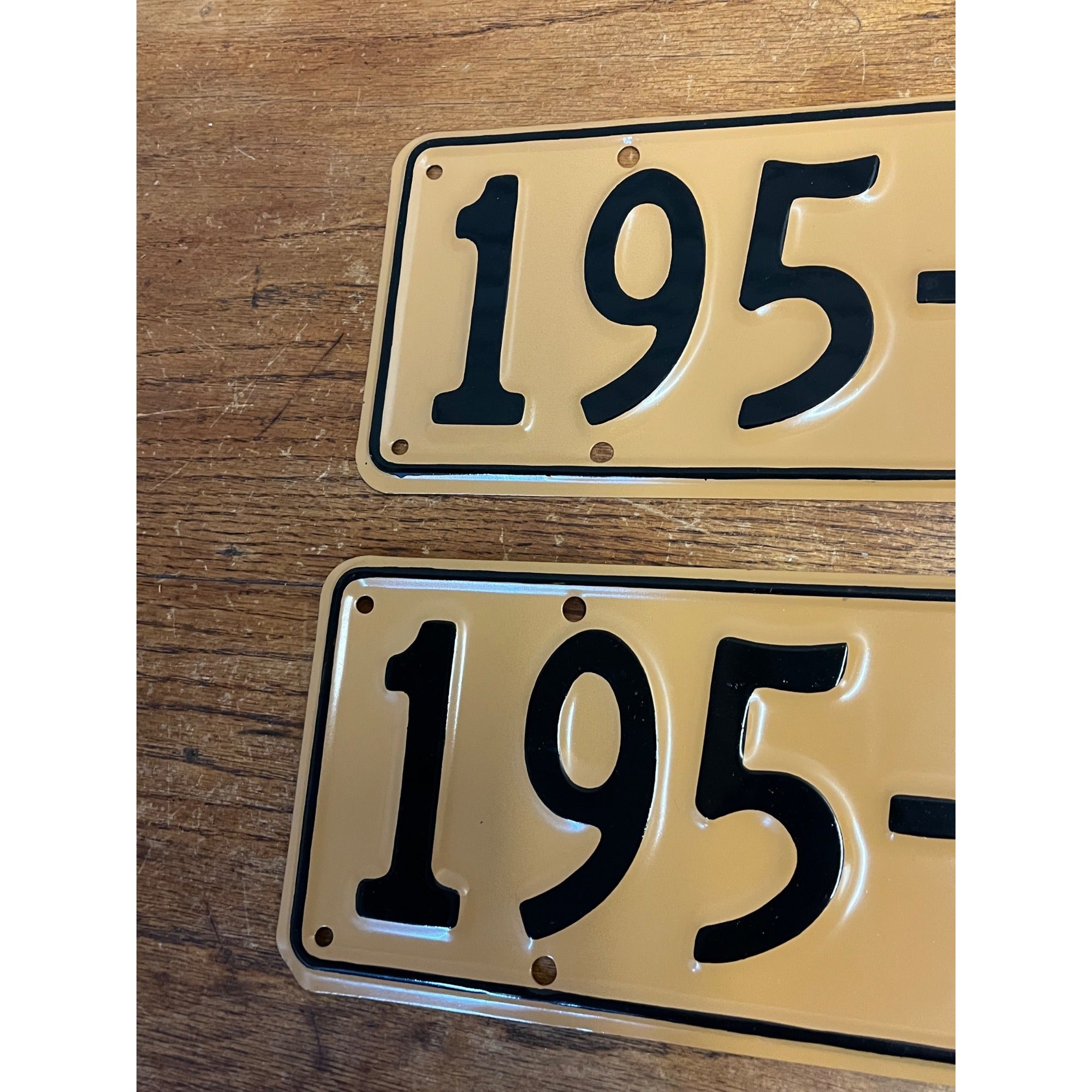 Pair Vintage British Style License Plates 195-912 Embossed Aluminum UK Auto