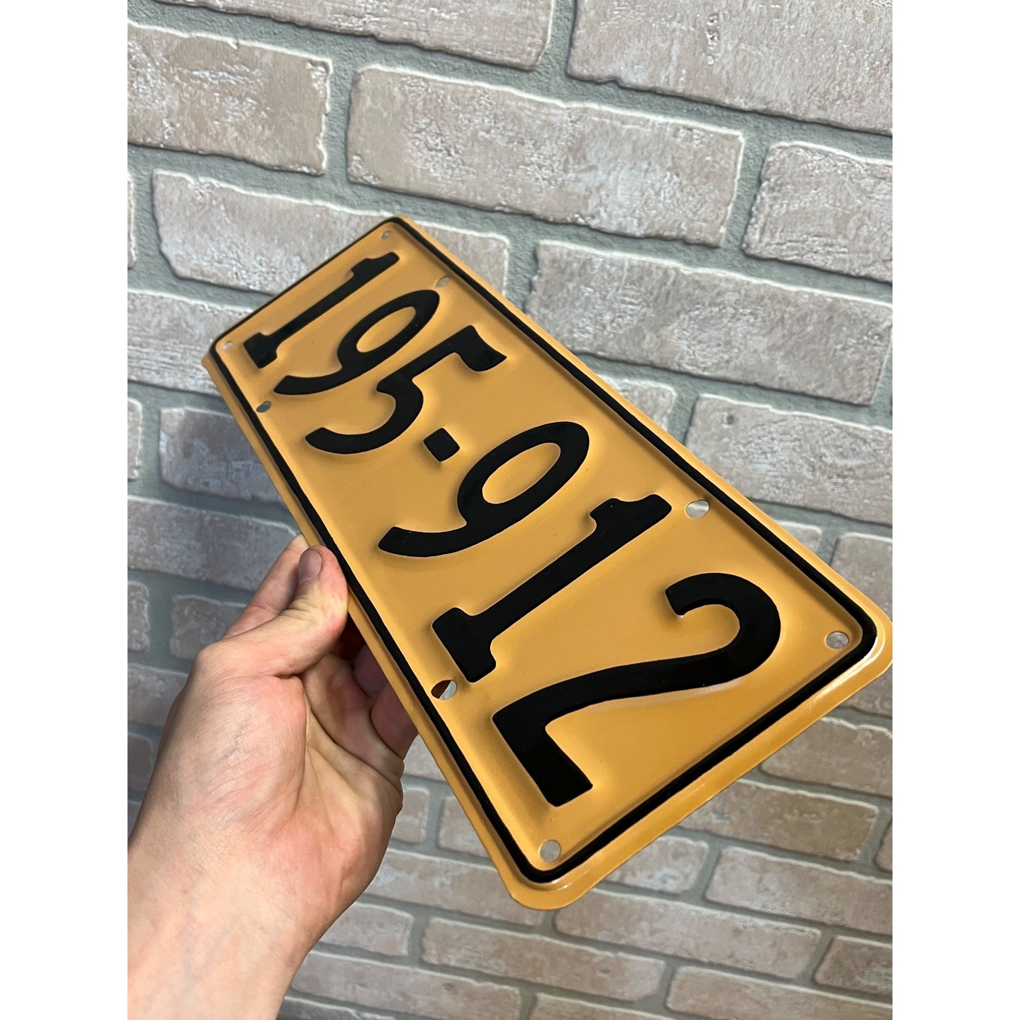 Pair Vintage British Style License Plates 195-912 Embossed Aluminum UK Auto