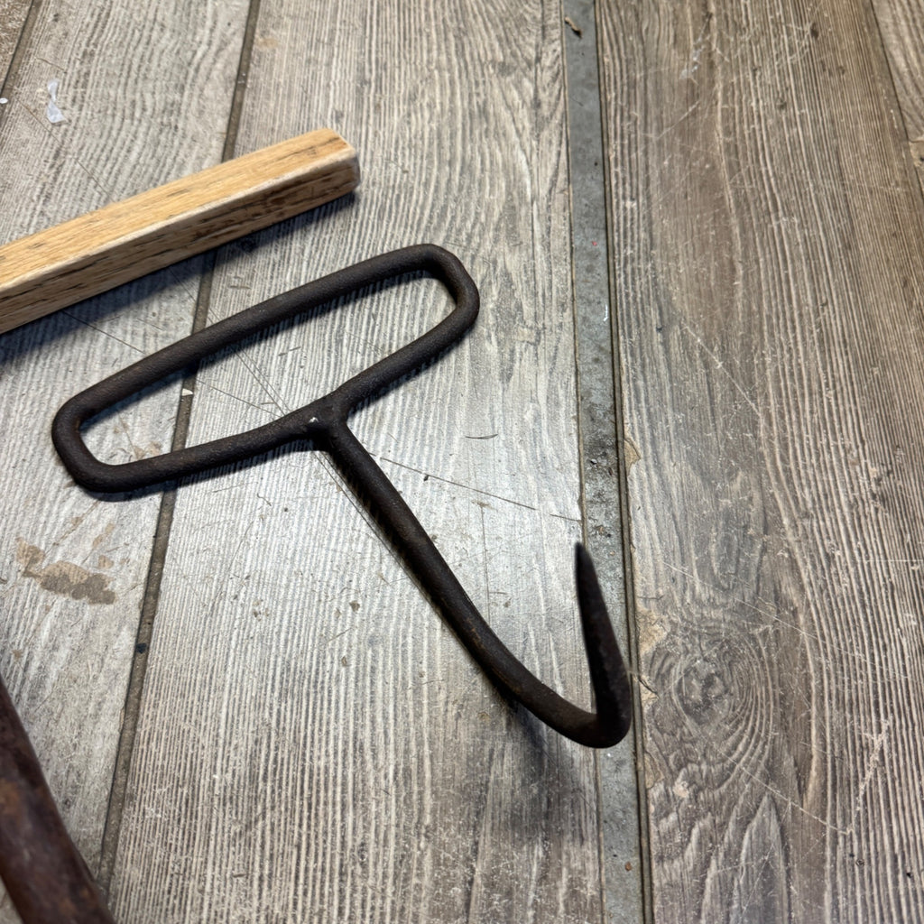 Antique Cast Iron Hay Hooks Steampunk Industrial Grab Meat