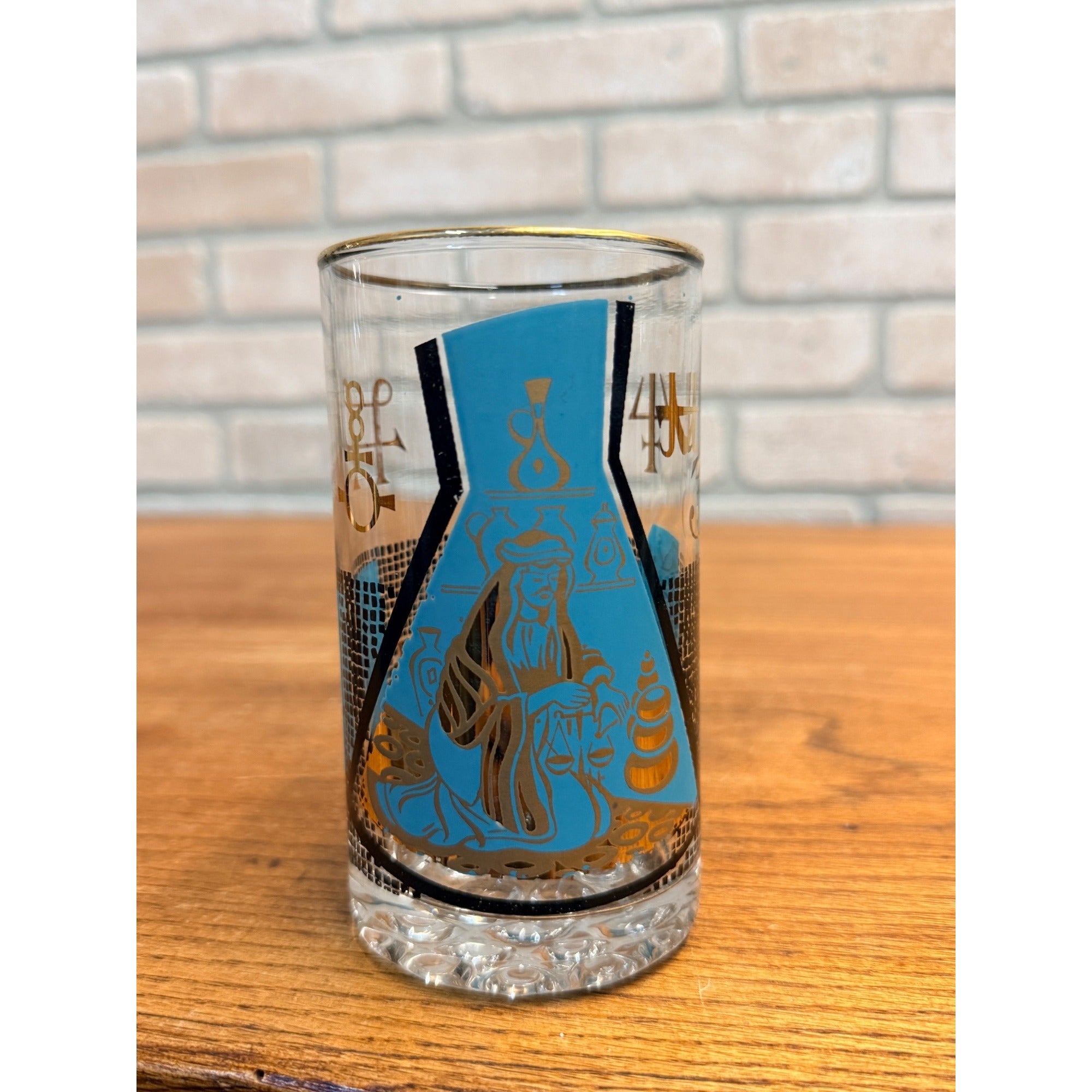 Vintage Roerig Pfizer Apothecary Pharmacy Rx Gold Trim Highball Glass (1) Single