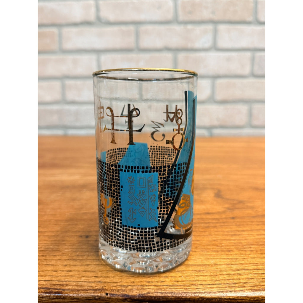 Vintage Roerig Pfizer Apothecary Pharmacy Rx Gold Trim Highball Glass (1) Single