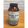 Vintage Merck Potassium Chloride USP Crystals Amber Glass Pharmacy Bottle 1 Lb