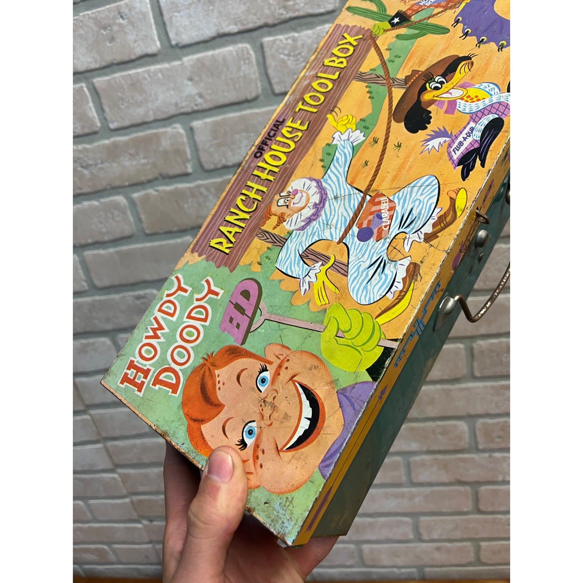 Vintage Howdy Doody Official Ranch House Metal Tool Box w/ Tools 1950s