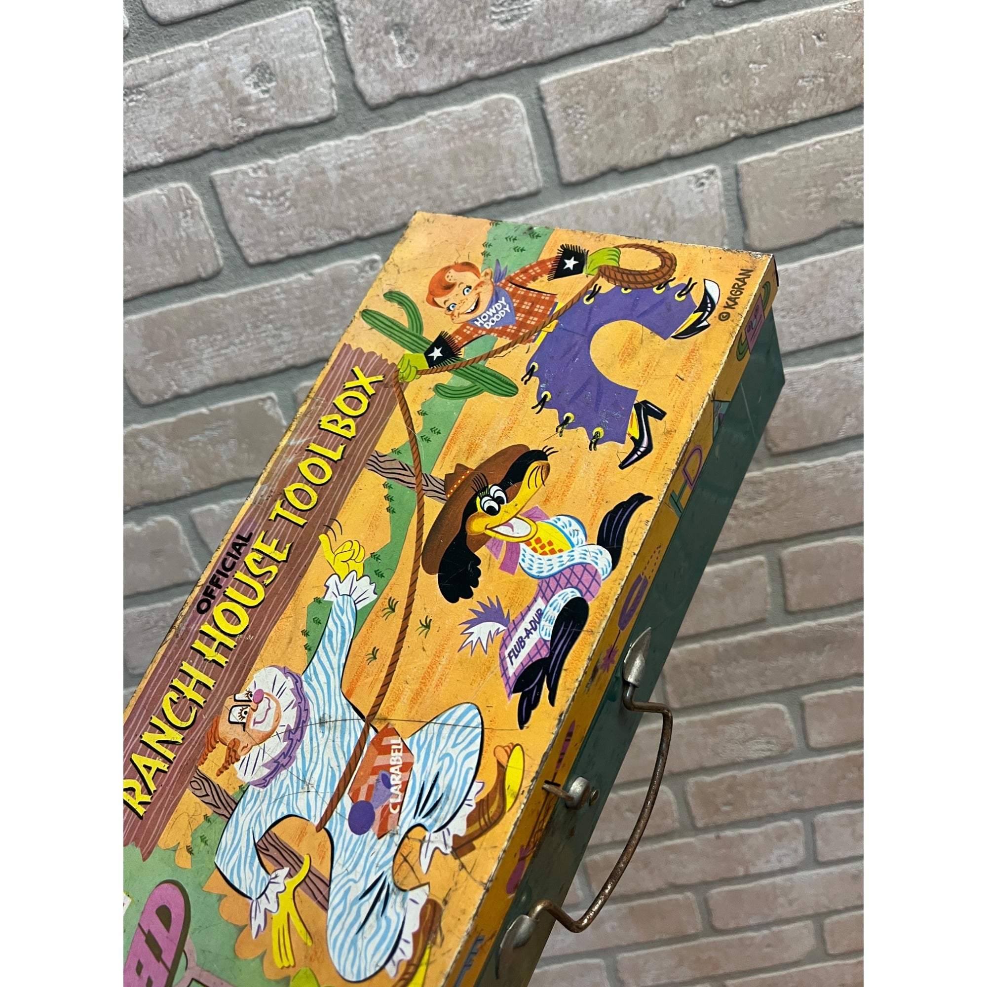 Vintage Howdy Doody Official Ranch House Metal Tool Box w/ Tools 1950s