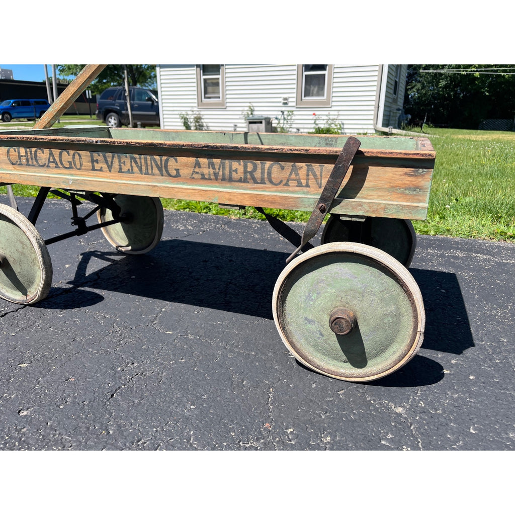 Vintage Early 1900s Chicago Evening American Newspaper Delivery Wagon Newsboy