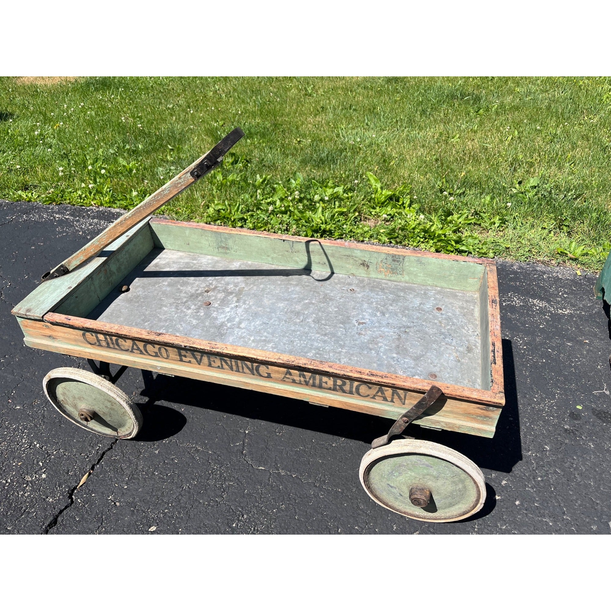 Vintage Early 1900s Chicago Evening American Newspaper Delivery Wagon Newsboy