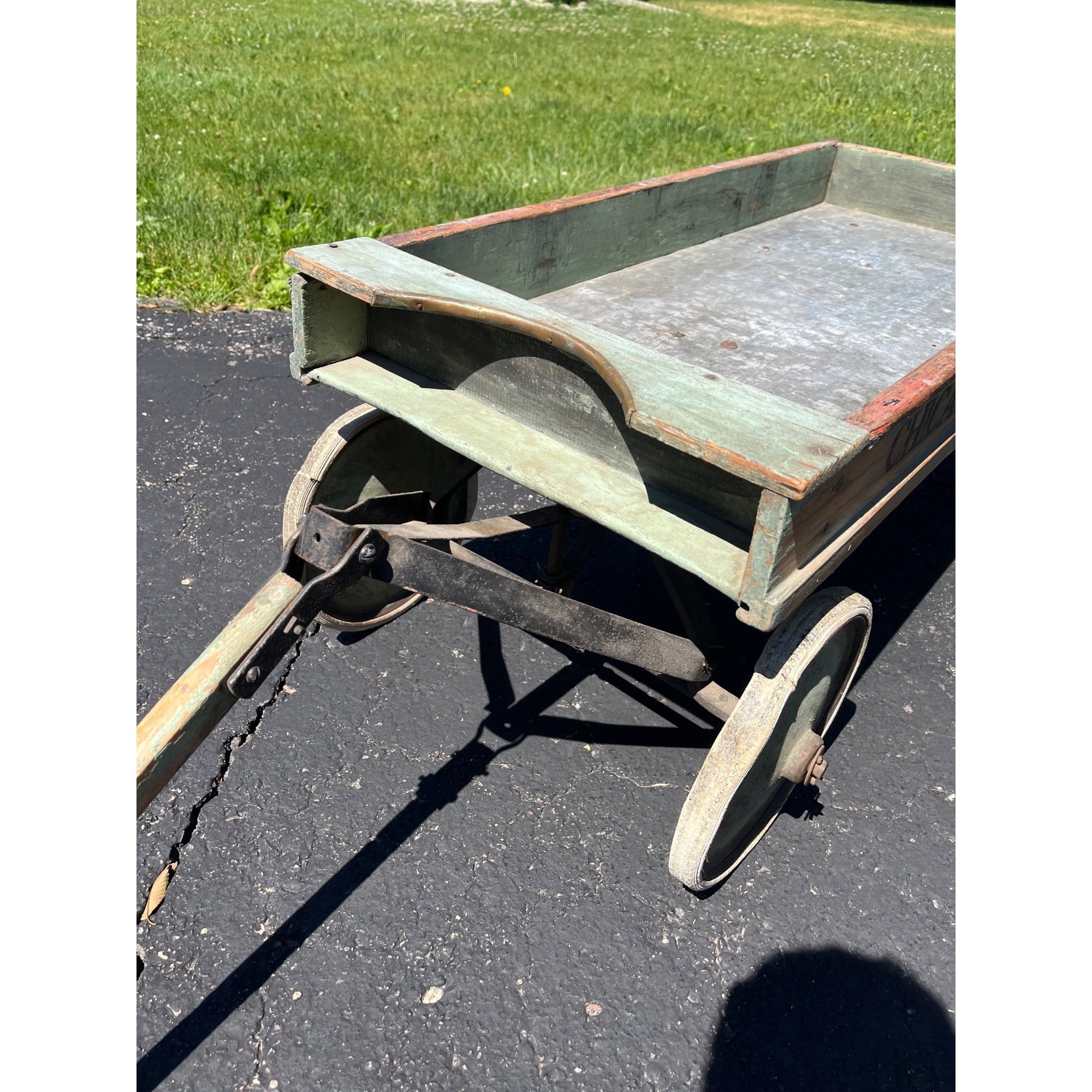 Vintage Early 1900s Chicago Evening American Newspaper Delivery Wagon Newsboy