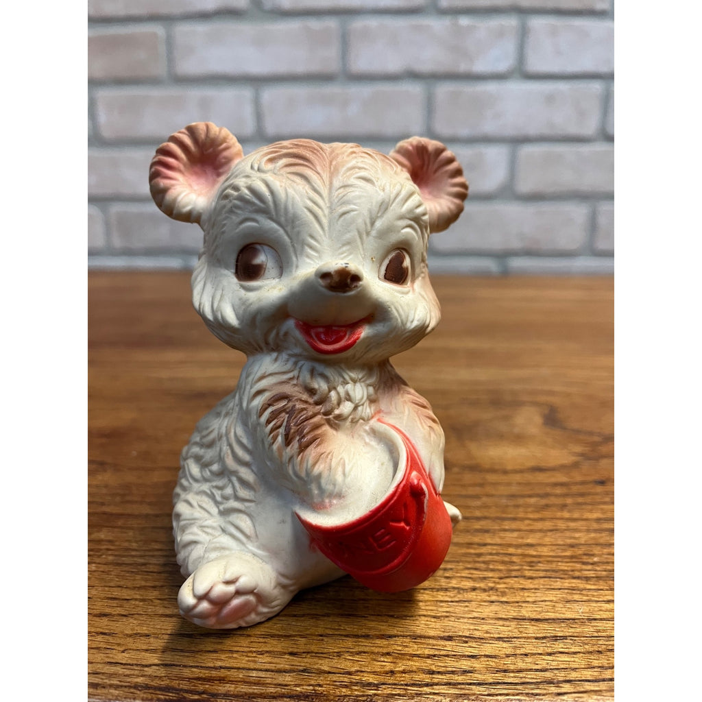 Vintage Edward Mobley Squeak Toy Bear W Honey Pot rubber 5.5" Squeaky Works