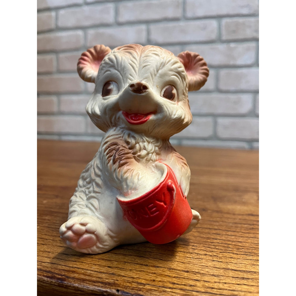 Vintage Edward Mobley Squeak Toy Bear W Honey Pot rubber 5.5" Squeaky Works