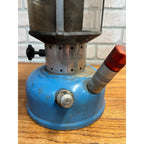 Vintage 1967 Sears Blue Camping Lantern 476-74060 w/ Pyrex Clear Glass Globe