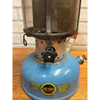 Vintage 1967 Sears Blue Camping Lantern 476-74060 w/ Pyrex Clear Glass Globe