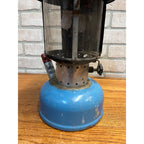 Vintage 1967 Sears Blue Camping Lantern 476-74060 w/ Pyrex Clear Glass Globe