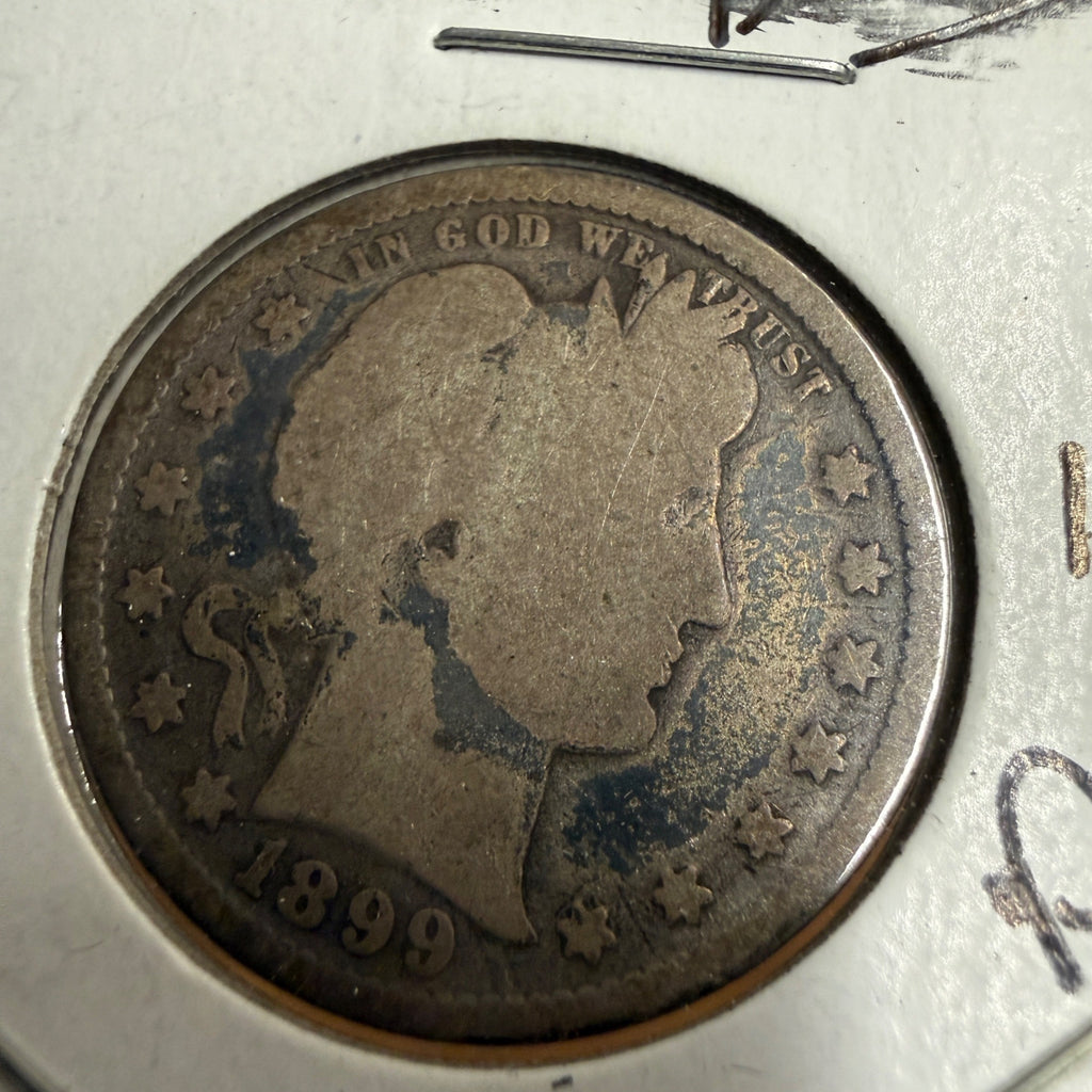 1899 Barber Quarter United States Silver Coin Circulated