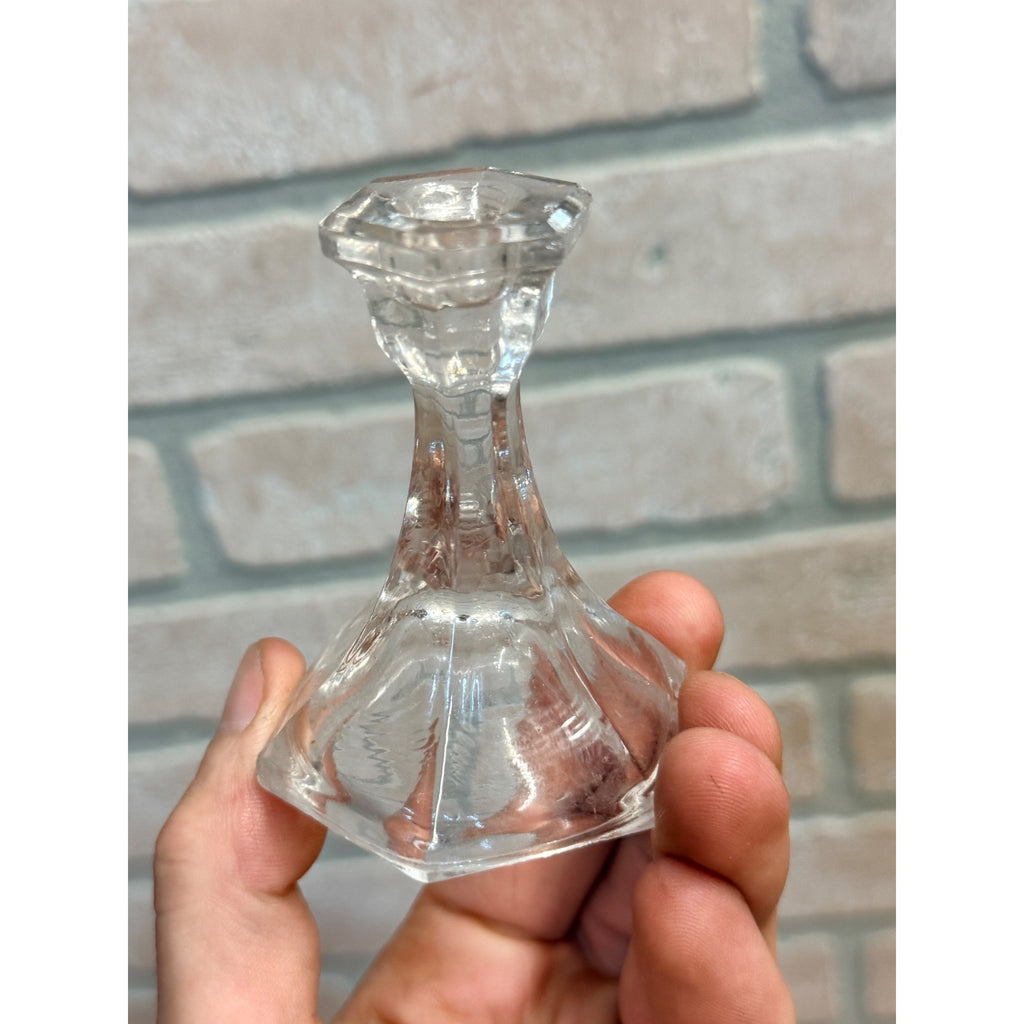 Vintage Childs Miniature Glass Candle Sticker Holder