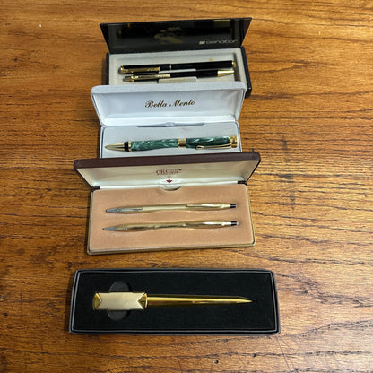 Vintage Cross 1/20 10k Gold Filled Pen Pencil Set + Bella Mento Pen, Senator Spain ++