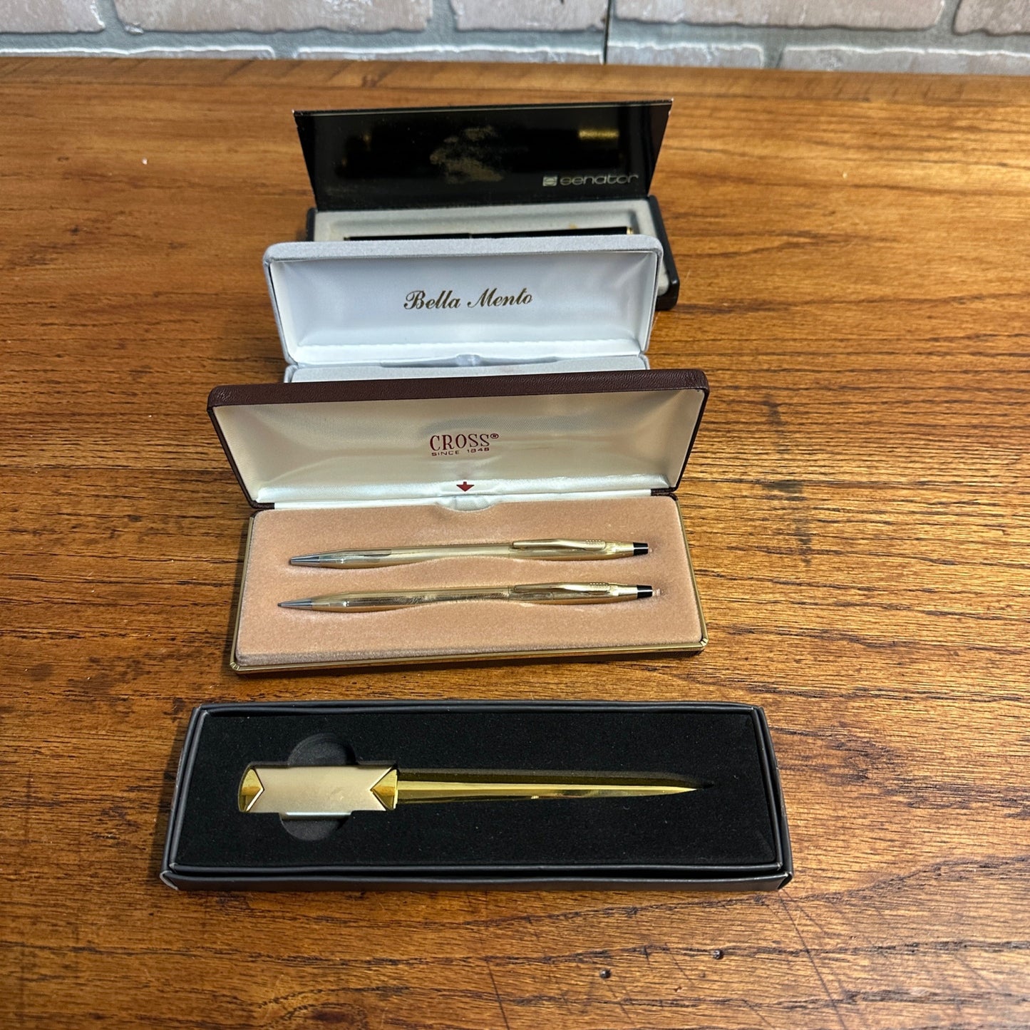 Vintage Cross 1/20 10k Gold Filled Pen Pencil Set + Bella Mento Pen, Senator Spain ++