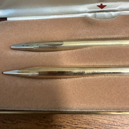 Vintage Cross 1/20 10k Gold Filled Pen Pencil Set + Bella Mento Pen, Senator Spain ++