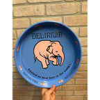 Vintage Delirium Beer Serving Tray Advertising Blue Pink Elephant