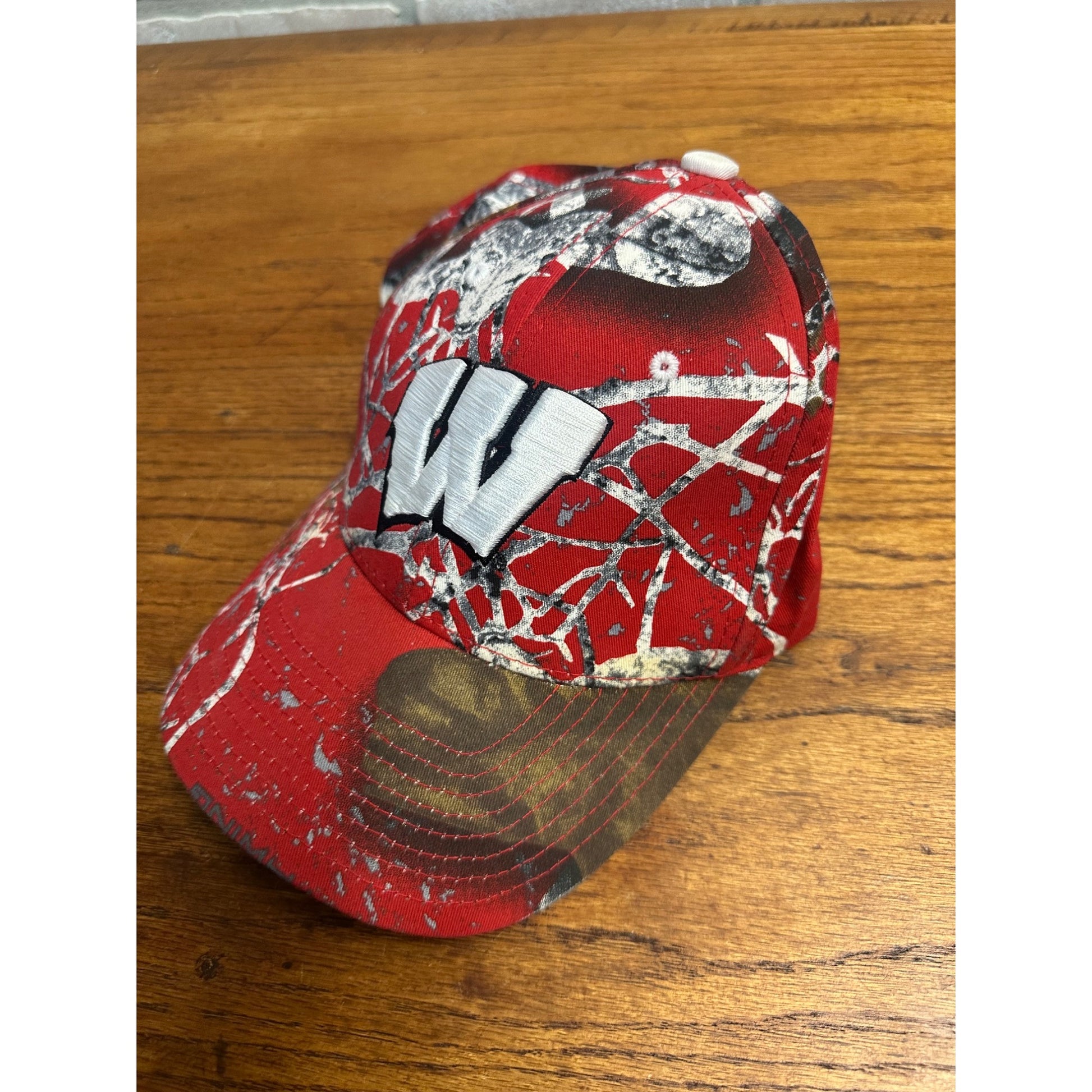 Zephyr Wisconsin Badgers Hat Baseball Style Crazy Red Camo Pattern Embroidered
