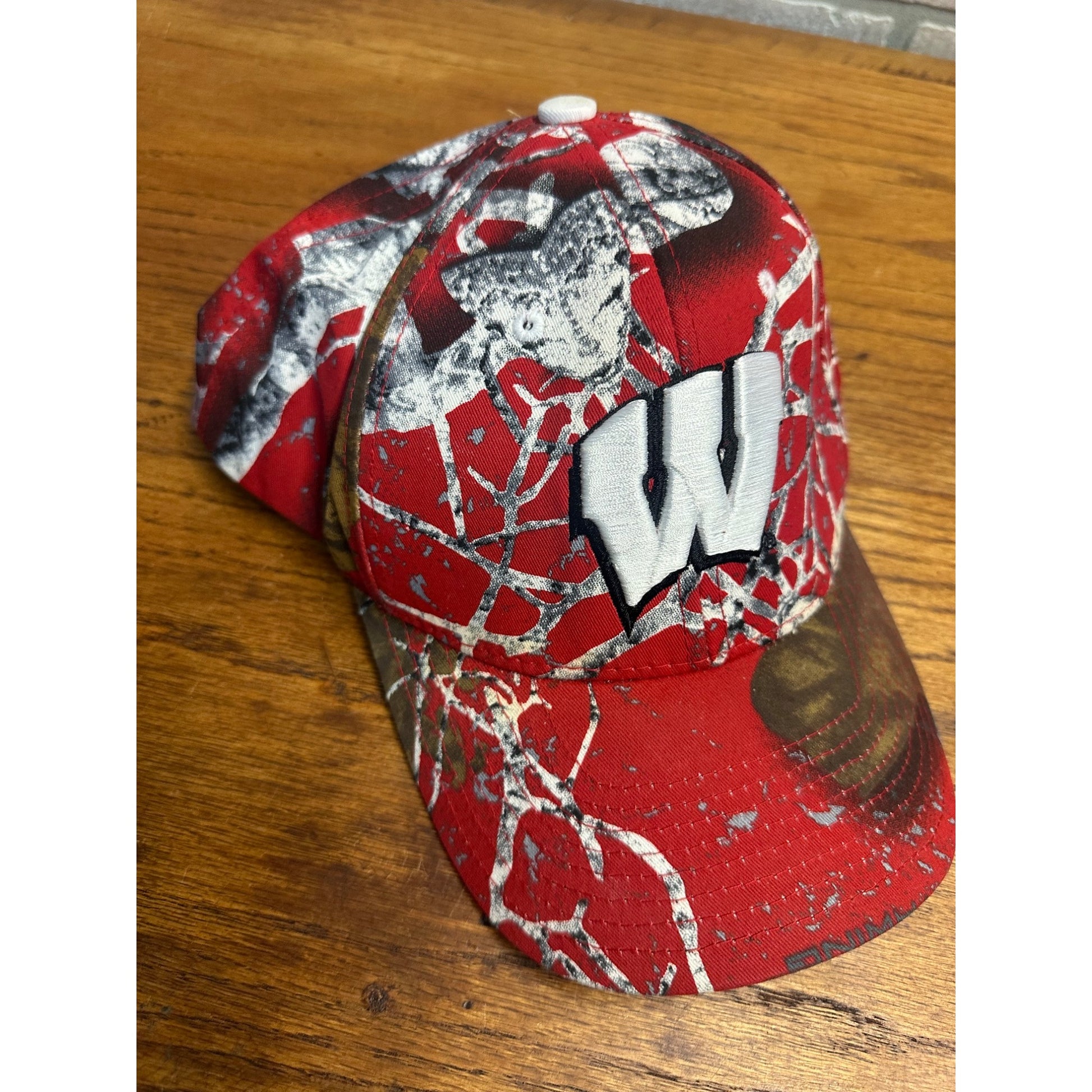 Zephyr Wisconsin Badgers Hat Baseball Style Crazy Red Camo Pattern Embroidered