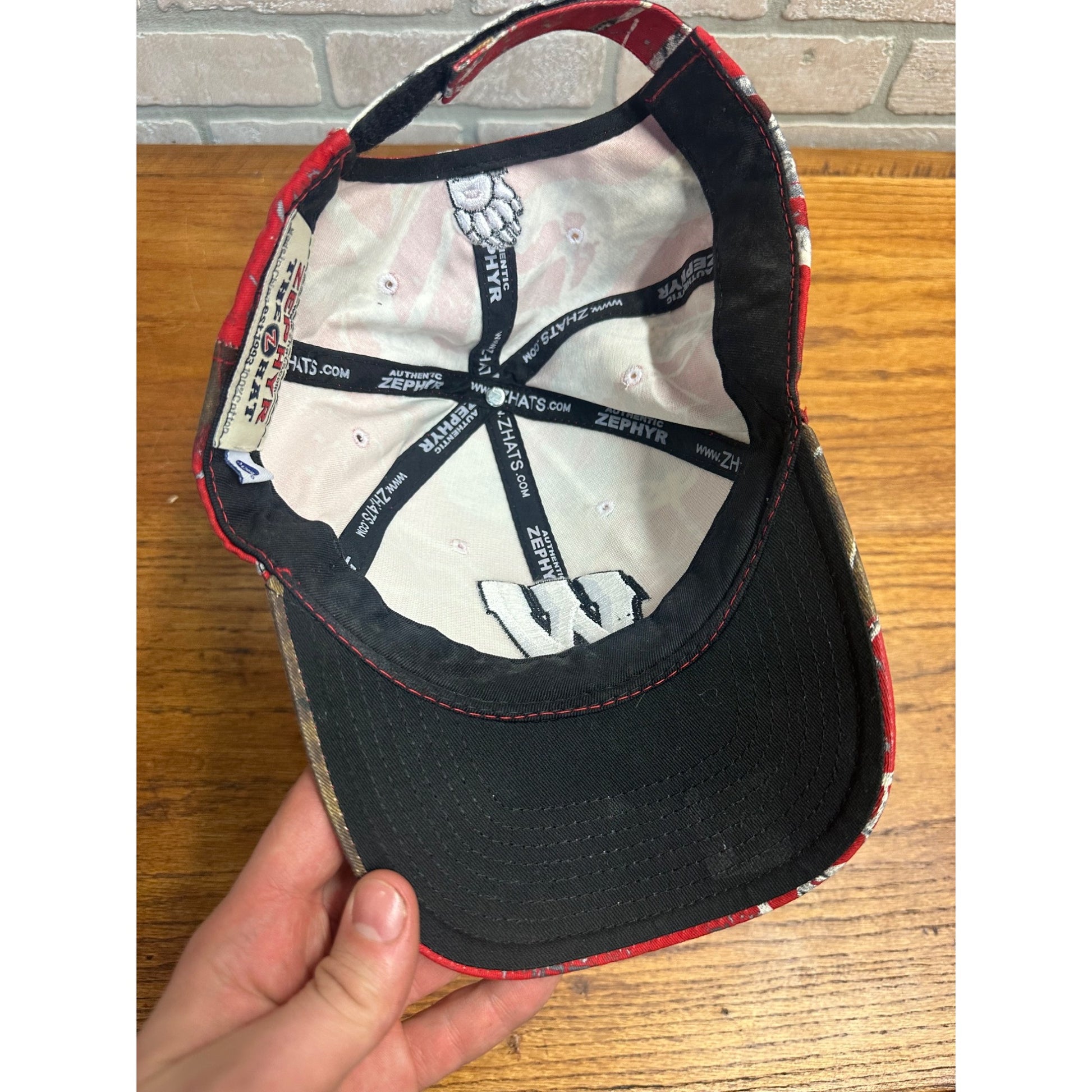 Zephyr Wisconsin Badgers Hat Baseball Style Crazy Red Camo Pattern Embroidered