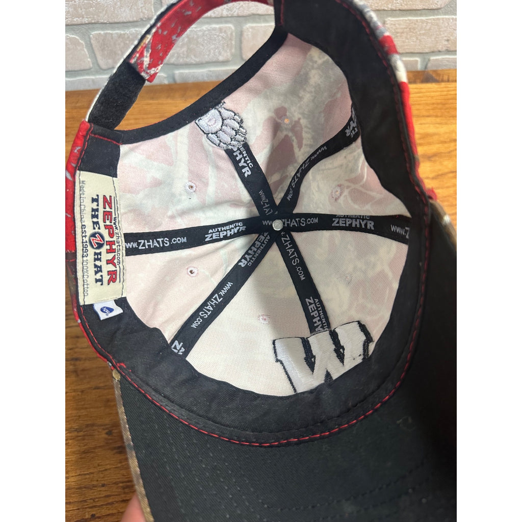 Zephyr Wisconsin Badgers Hat Baseball Style Crazy Red Camo Pattern Embroidered