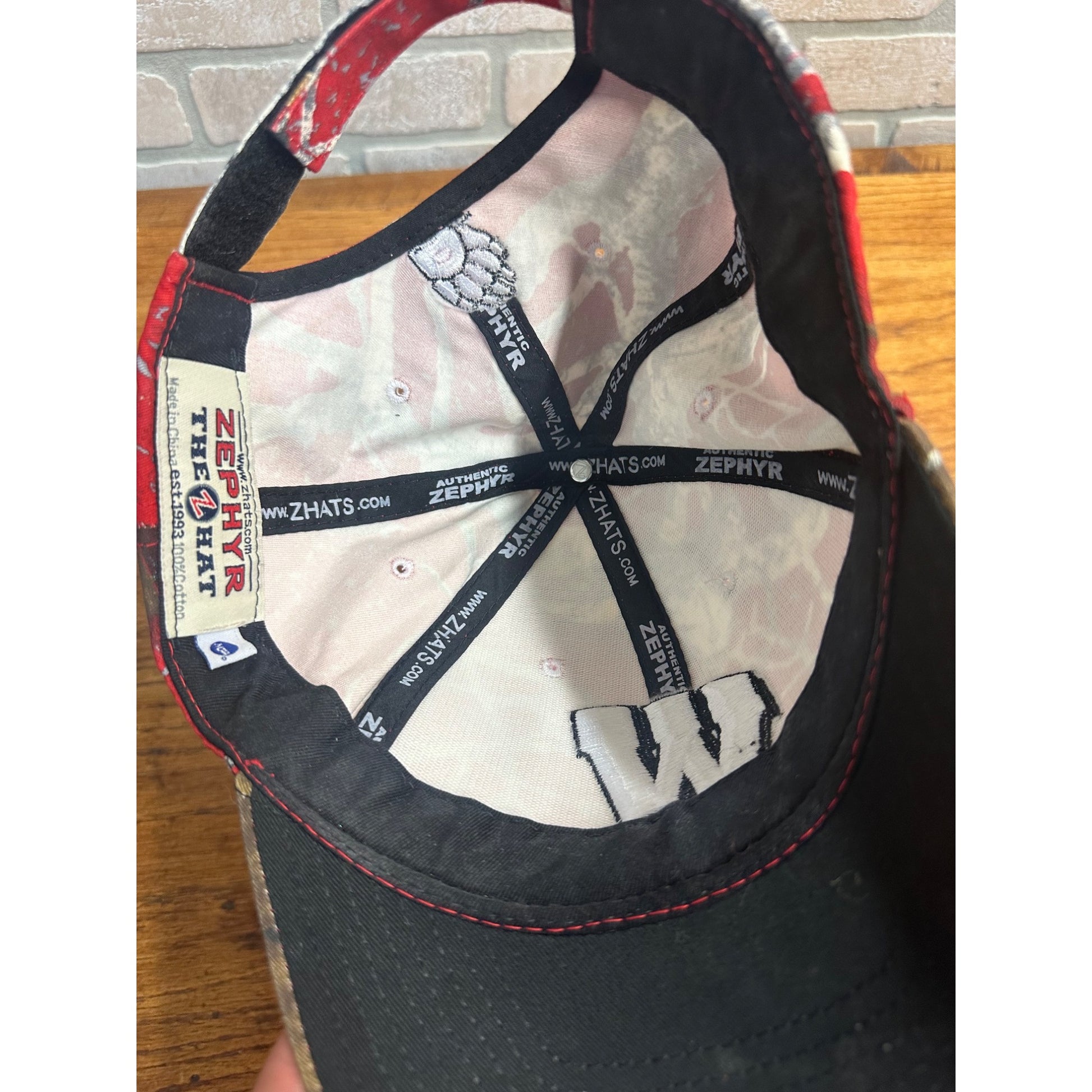 Zephyr Wisconsin Badgers Hat Baseball Style Crazy Red Camo Pattern Embroidered
