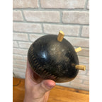Vintage Hand-Carved Gourd or Hardened Seed Pod Piggy Bank With Tripod Feet