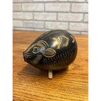 Vintage Hand-Carved Gourd or Hardened Seed Pod Piggy Bank With Tripod Feet
