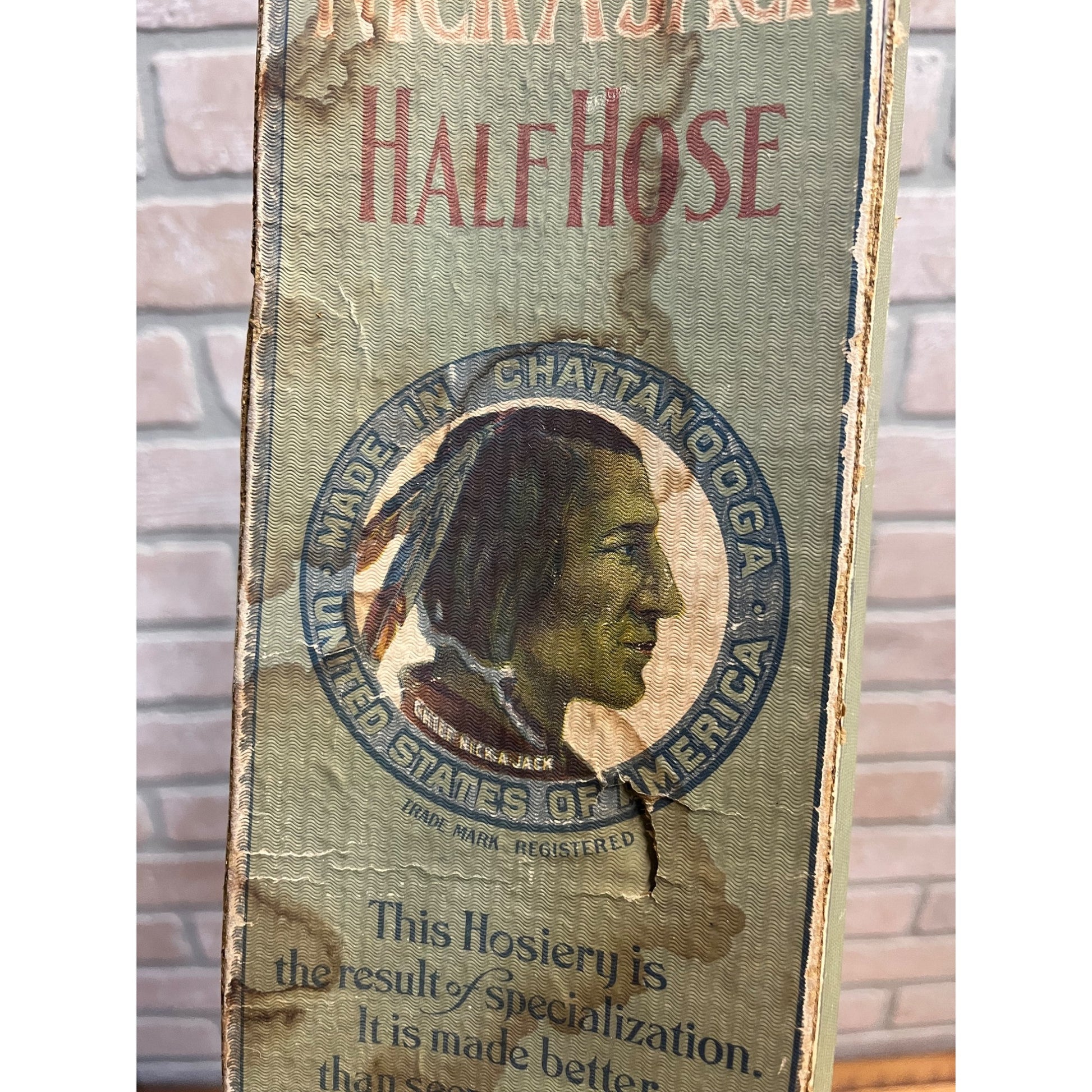 Vintage 1920s Nick-A-Jack Hosiery Box Chattanooga Store Display Indian Chief