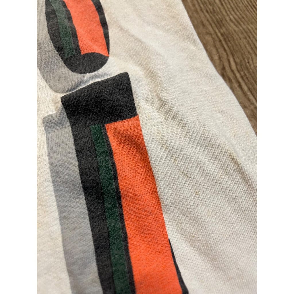 Vintage 90s Miami Hurricanes T-Shirt Mens XL NCAA Apex Single Stitch All Over Print