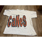 Vintage 90s Miami Hurricanes T-Shirt Mens XL NCAA Apex Single Stitch All Over Print