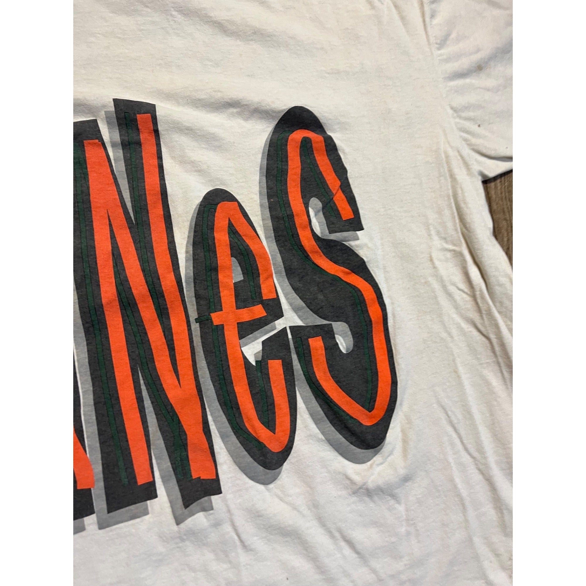 Vintage 90s Miami Hurricanes T-Shirt Mens XL NCAA Apex Single Stitch All Over Print