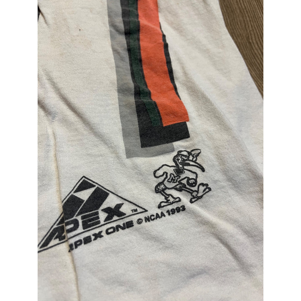 Vintage 90s Miami Hurricanes T-Shirt Mens XL NCAA Apex Single Stitch All Over Print