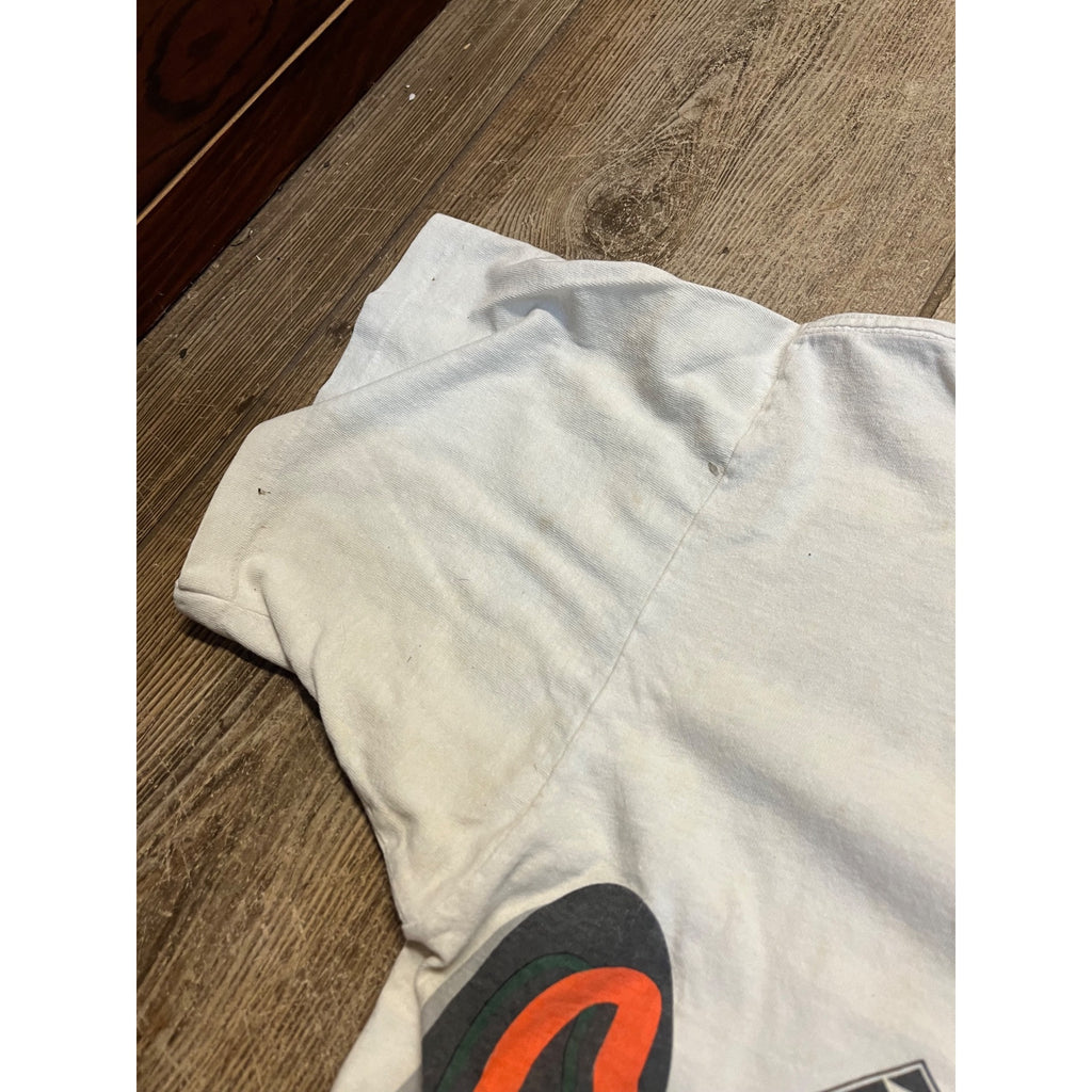 Vintage 90s Miami Hurricanes T-Shirt Mens XL NCAA Apex Single Stitch All Over Print
