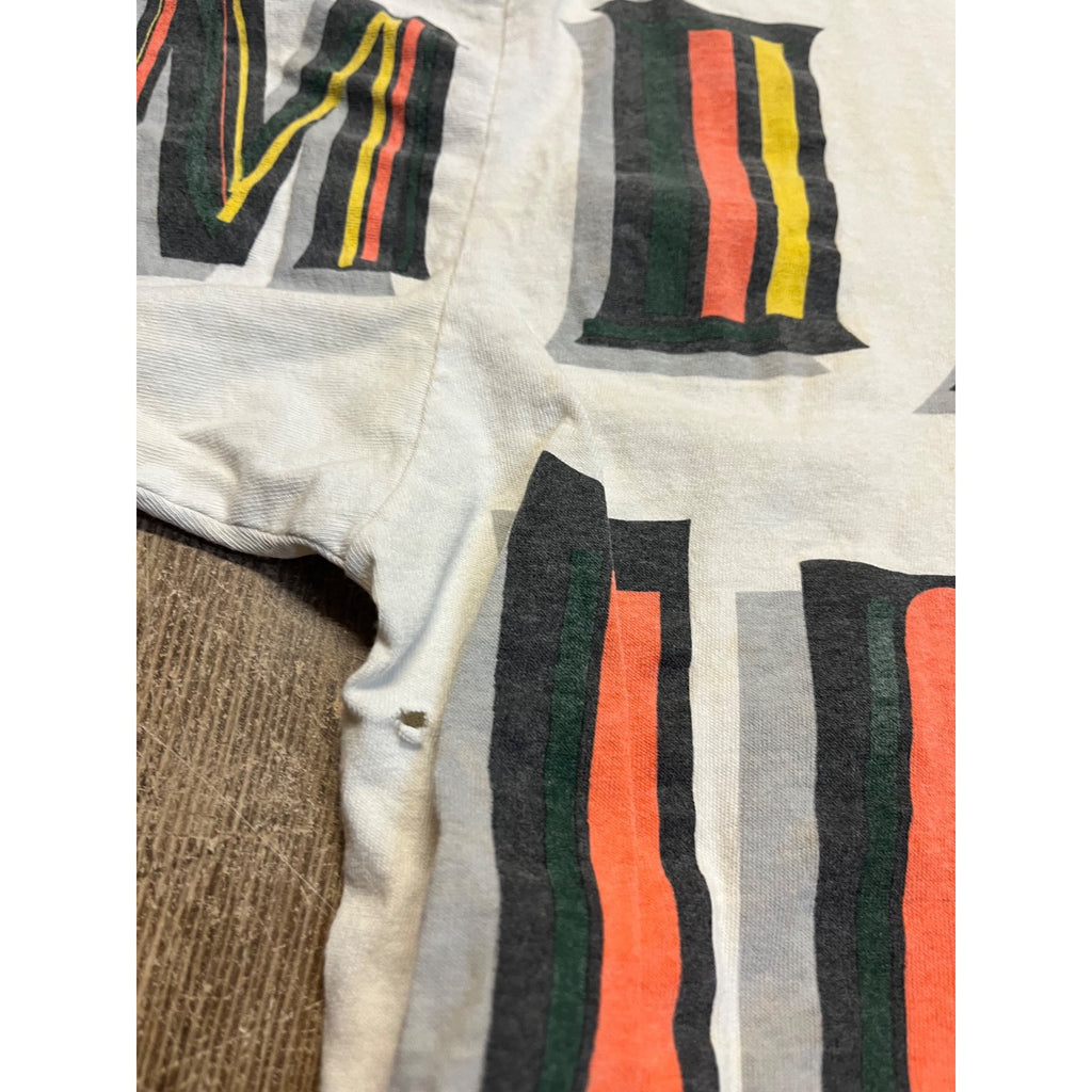 Vintage 90s Miami Hurricanes T-Shirt Mens XL NCAA Apex Single Stitch All Over Print