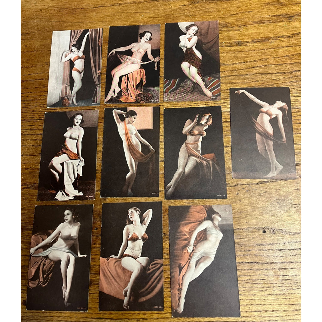 Vintage Lot (10) Early Arcade / Exhibit Supply Co. Pinup Risque Girls