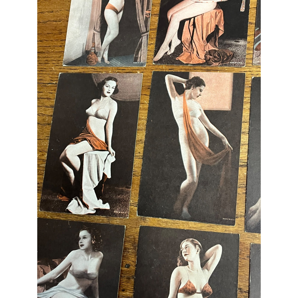 Vintage Lot (10) Early Arcade / Exhibit Supply Co. Pinup Risque Girls