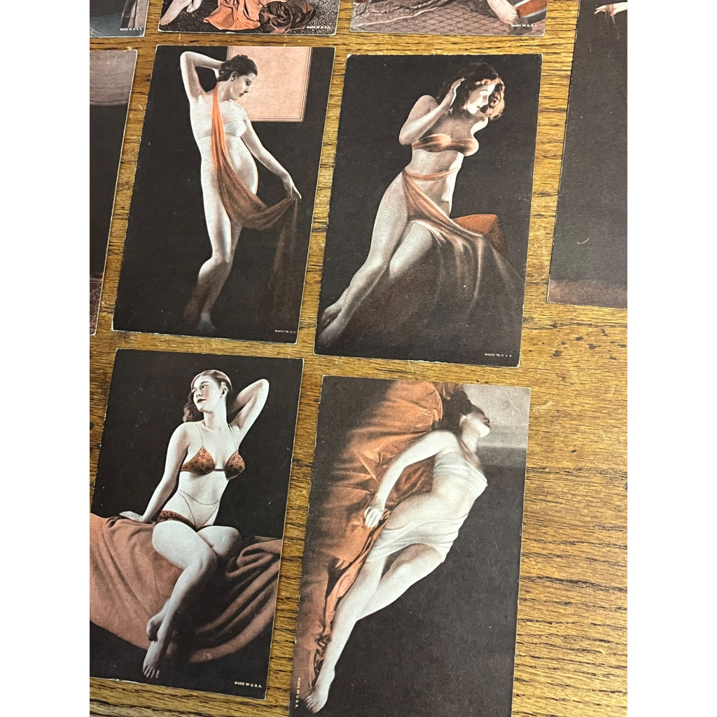 Vintage Lot (10) Early Arcade / Exhibit Supply Co. Pinup Risque Girls