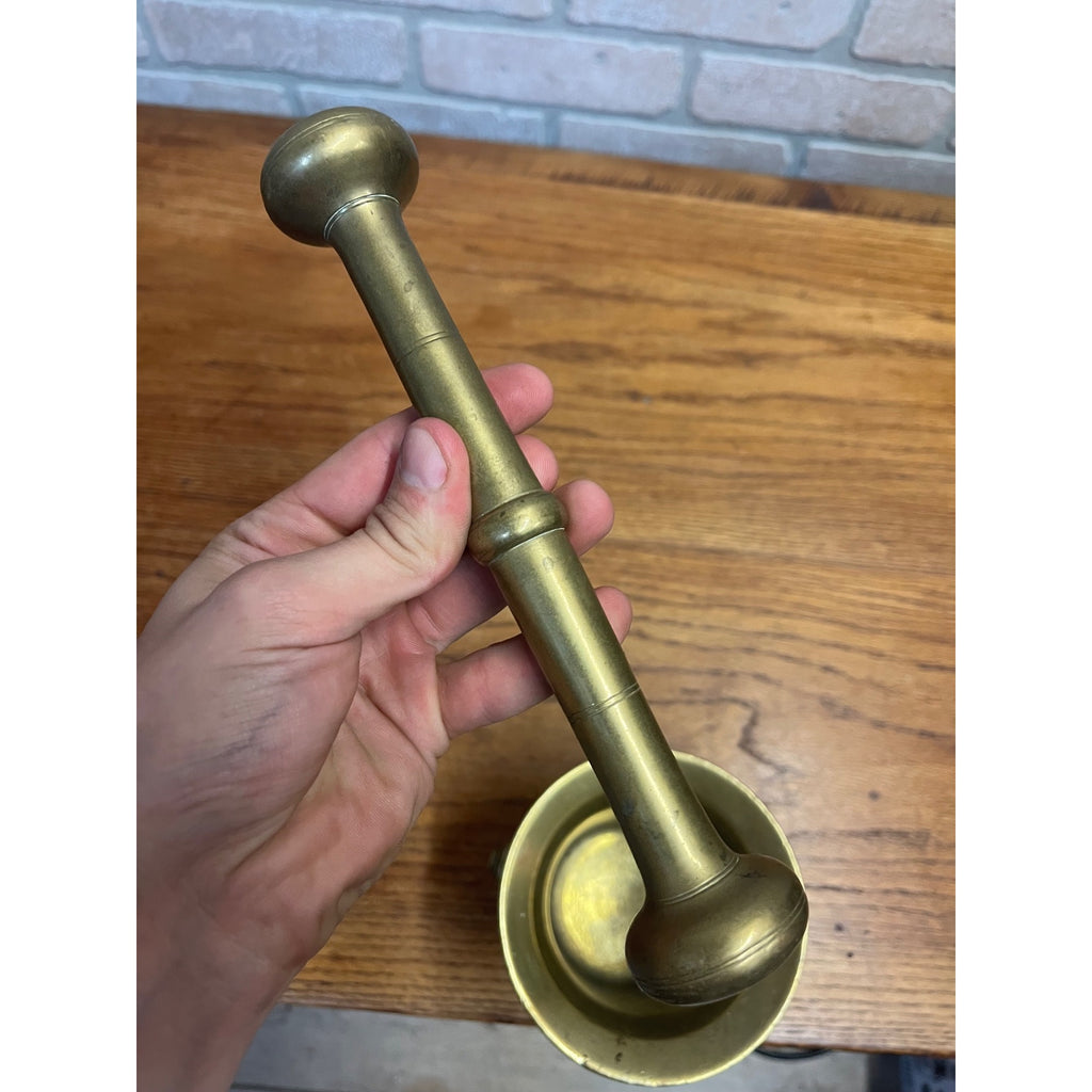Antique Brass Apothecary Mortar and Pestle Pharmacy Drug Store Large 5"