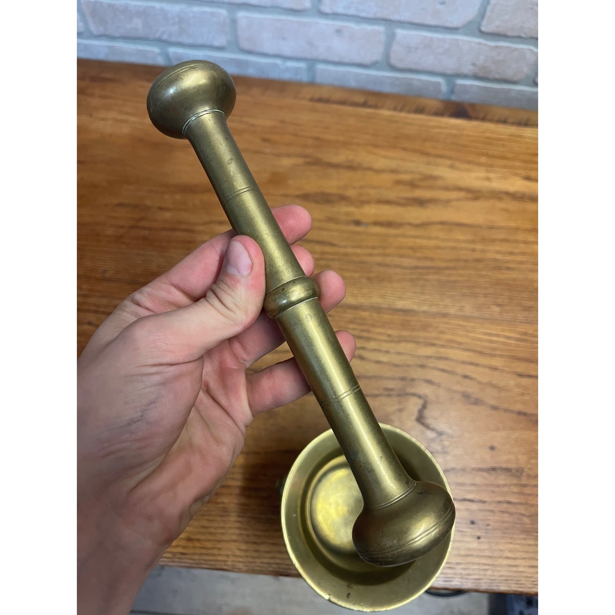 Antique Brass Apothecary Mortar and Pestle Pharmacy Drug Store Large 5"