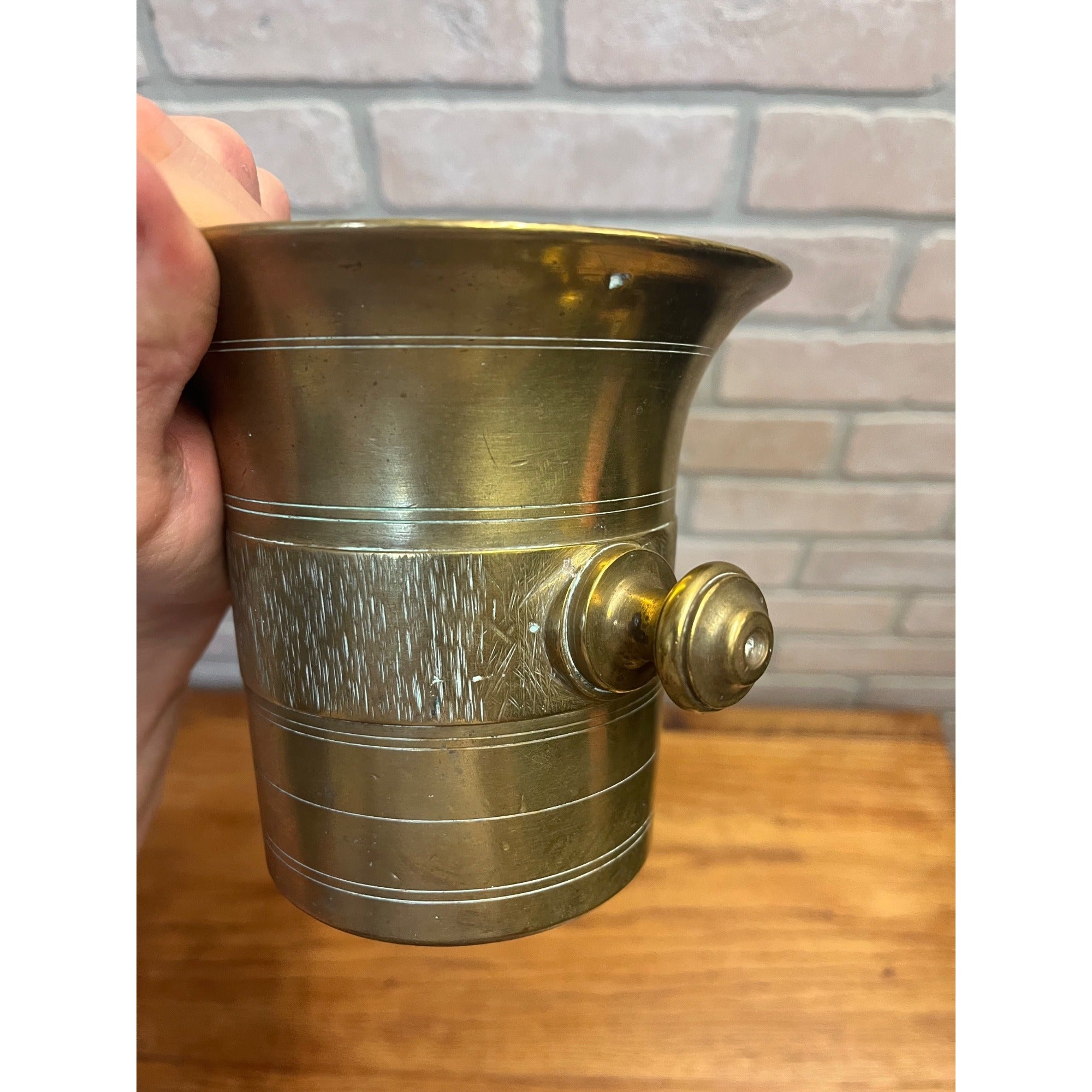 Antique Brass Apothecary Mortar and Pestle Pharmacy Drug Store Large 5"