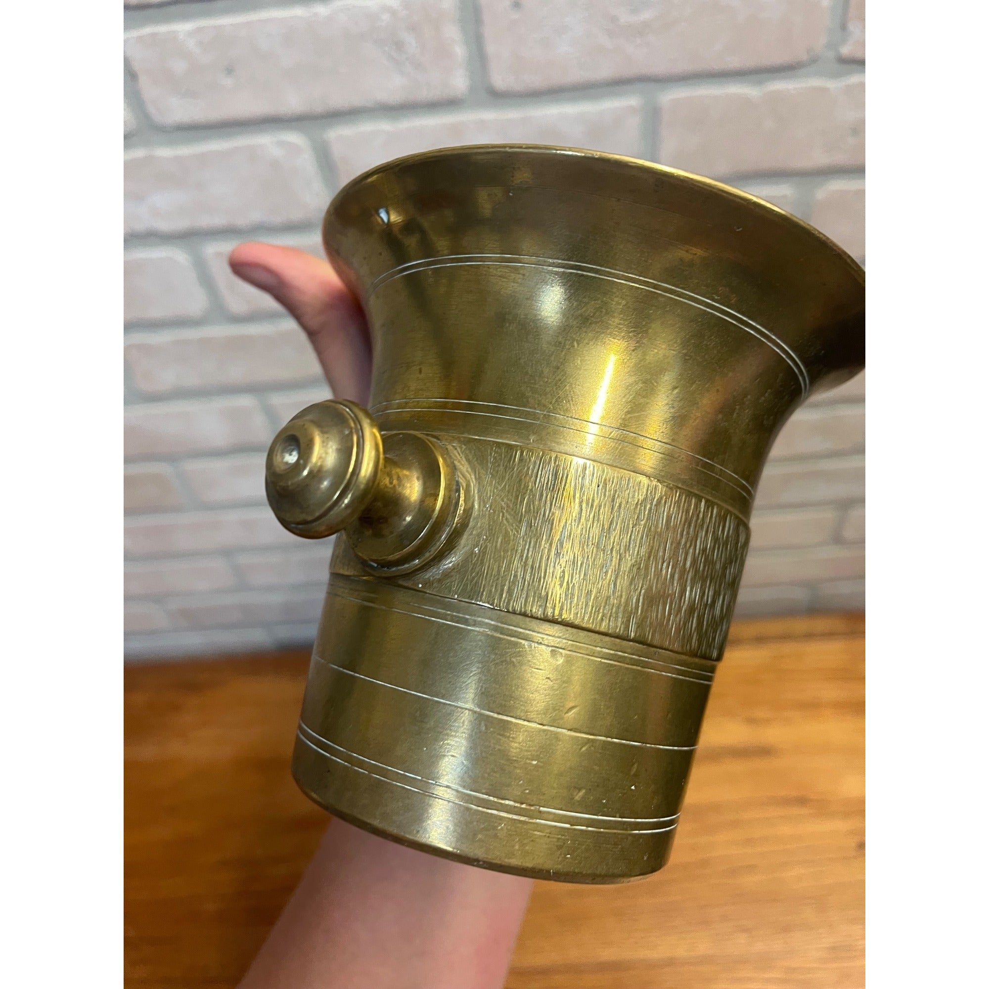 Antique Brass Apothecary Mortar and Pestle Pharmacy Drug Store Large 5"