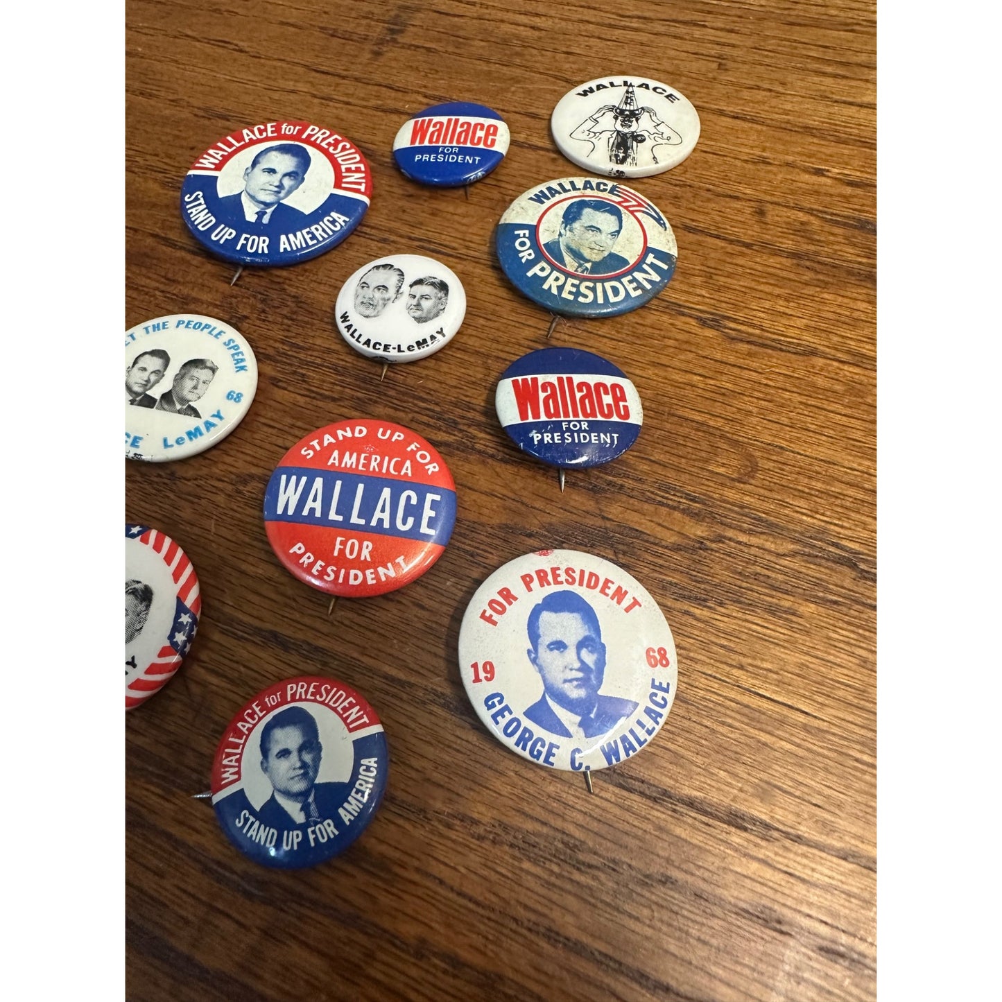 Vintage 1968 George Wallace - Lemay Presidential Campaign Pins Buttons Huge Lot