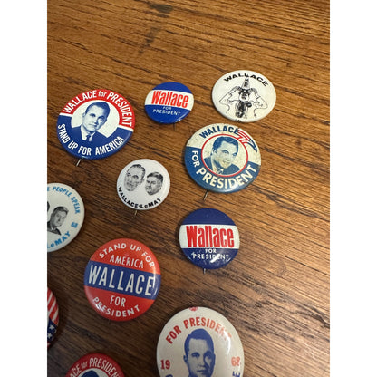 Vintage 1968 George Wallace - Lemay Presidential Campaign Pins Buttons Huge Lot