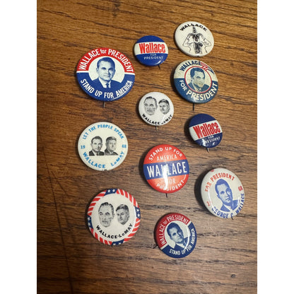 Vintage 1968 George Wallace - Lemay Presidential Campaign Pins Buttons Huge Lot