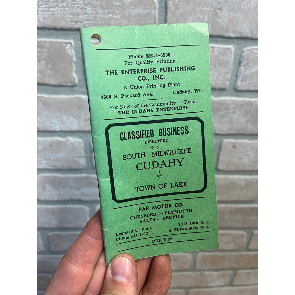 Vintage 1940s South Milwaukee & Cudahy Directory Street Guide Booklet Travel